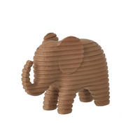 DEKOOBJEKT ELEFANT GESTREIFT Braun - Braun, Glas/Naturmaterialien (9/16.7/22.2cm) - J-Line