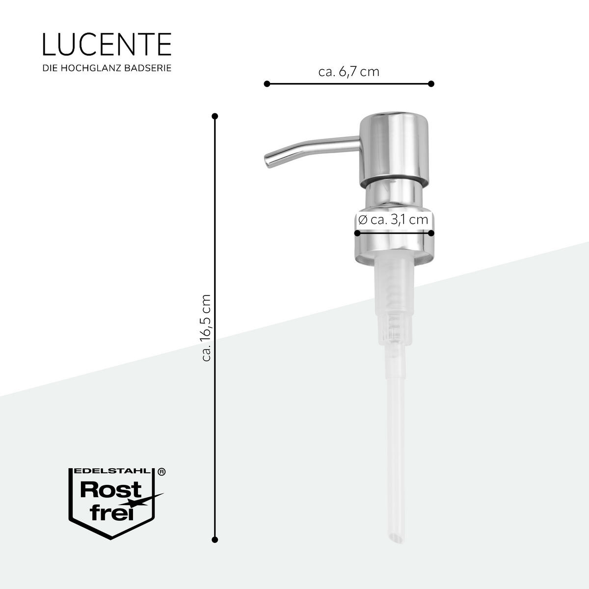 ERSATZ-SEIFENSPENDERPUMPKOPF LUCENTE 2er-Set, Edelstahl, verchromt - Chromfarben, Metall (6.7/16.5/3.1cm) - bremermann