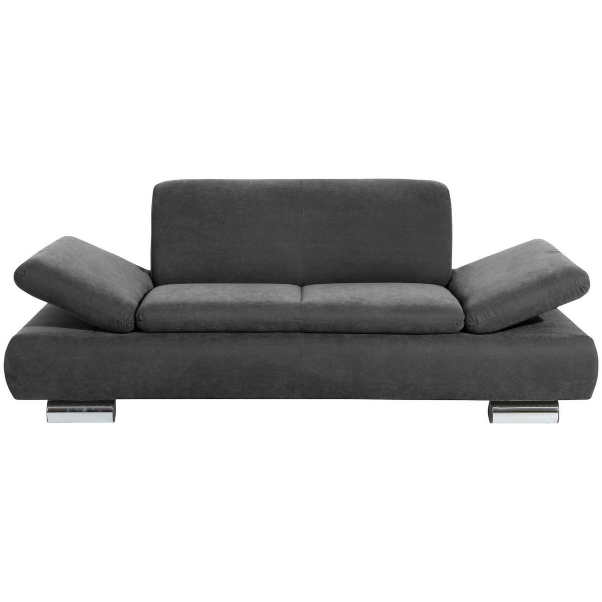 SOFA 2-Sitzer Kaye Bezug Veloursstoff Metallfuß verchromt / anthrazit - Anthrazit, Kunststoff (190/76/90cm) - 58aufmkessel