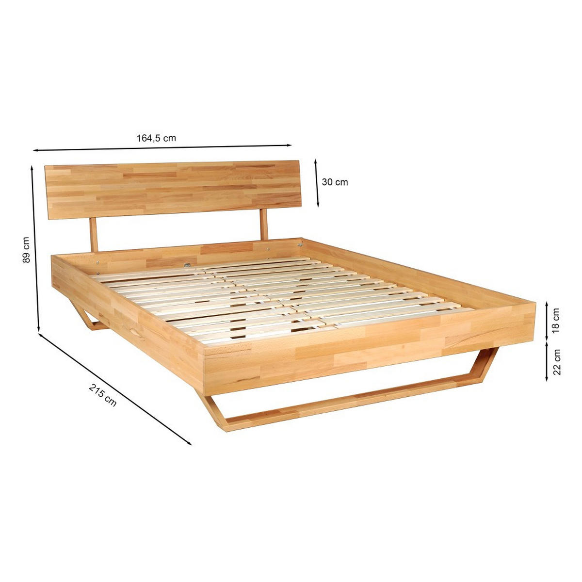 BETT TAO / 160x200 cm + Lattenrost , Buche massiv geölt - Buchefarben, Holz (160/200cm) - Weber Industries