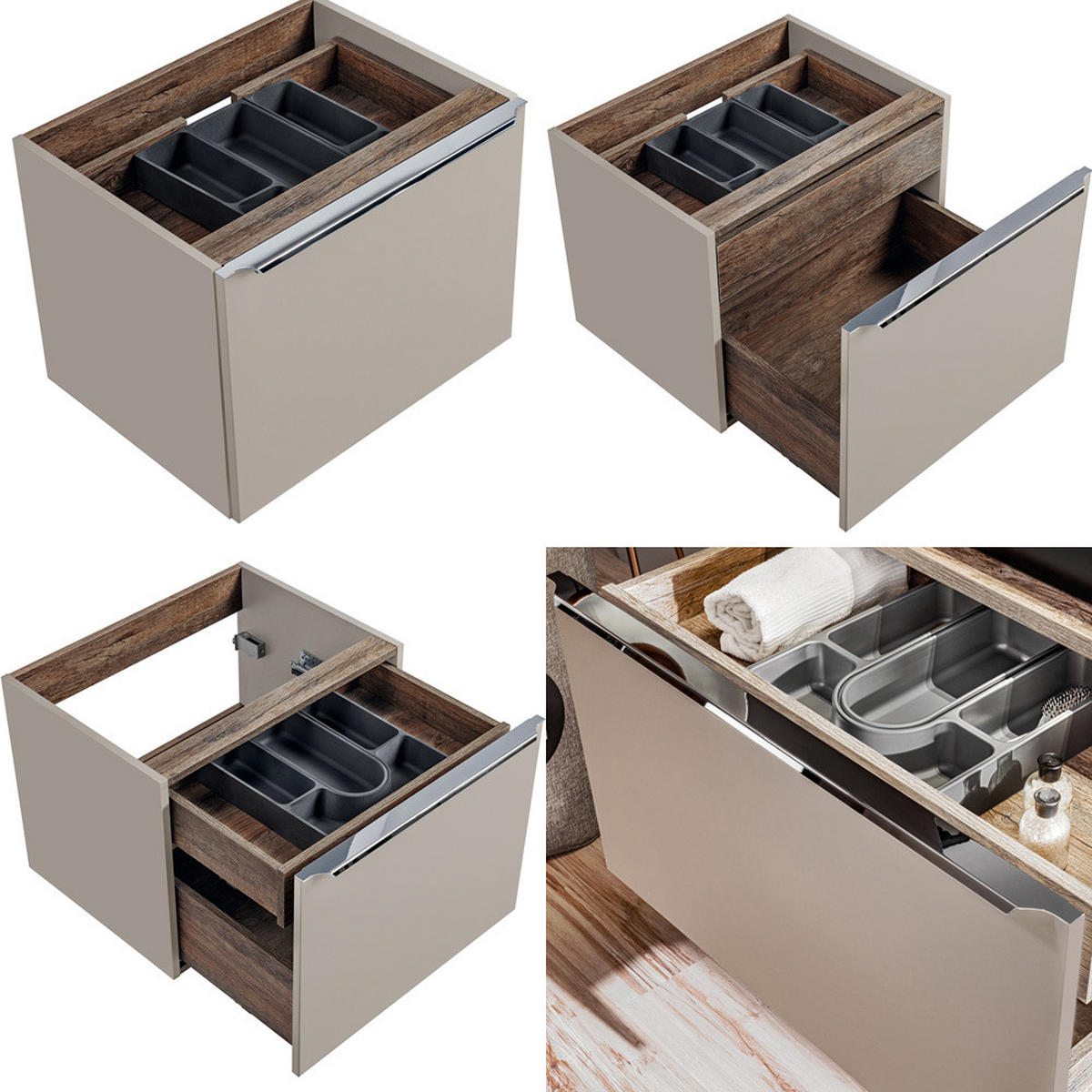 BADMÖBEL-SET TLG. Puebla-56 - Beige, Holzwerkstoff (80/49/46cm) - Lomado