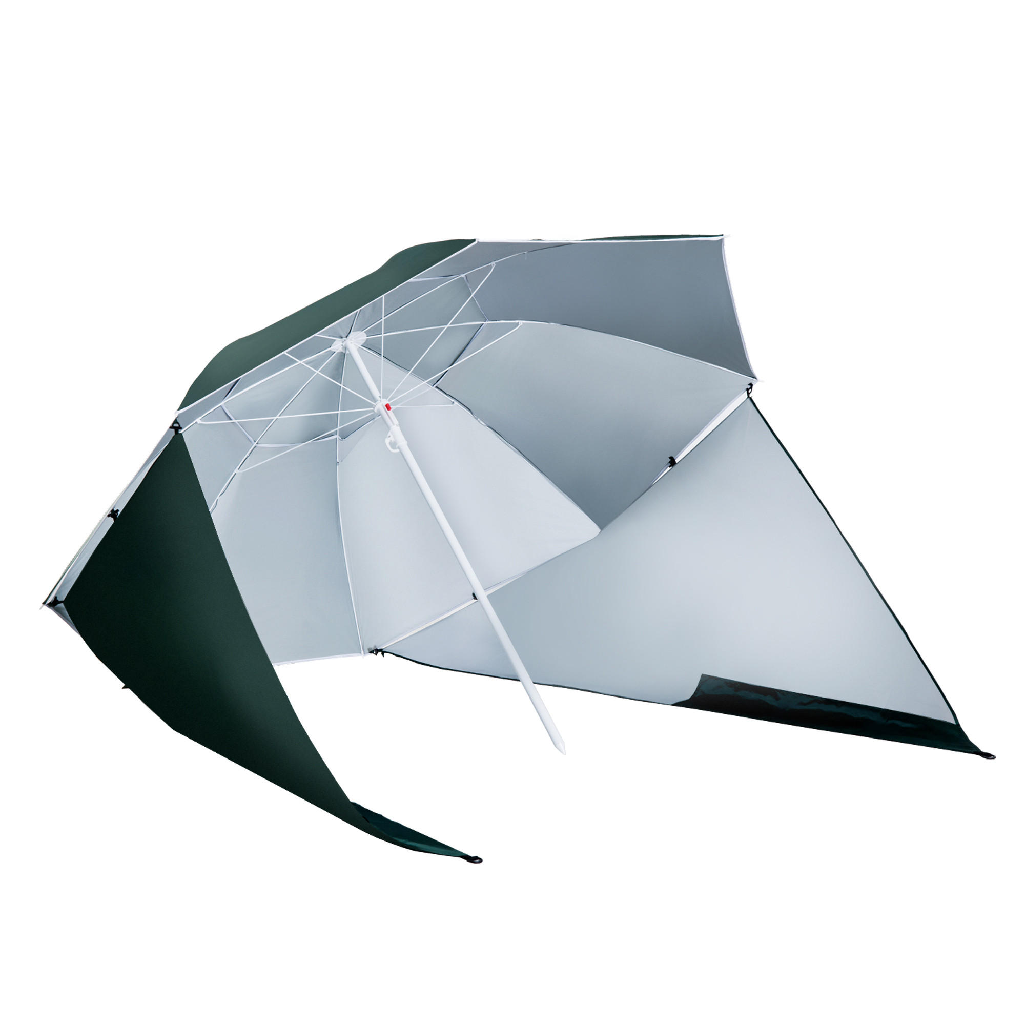 SONNENSCHIRM, Polyester mit Silberbeschichtung, Dunkelgrün - Dunkelgrün, Metall (210/210cm) - Outsunny