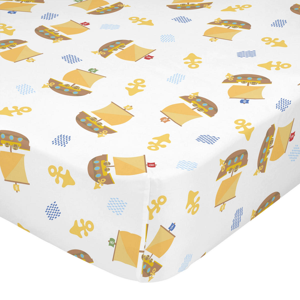 SPANNBETTTUCH pirate ship 105x200x32 cm mehrfarbig - Multicolor, Textil (105/200cm) - Happy Friday