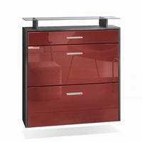 SCHUHSCHRANK Malea Fronten in Bordeaux Hochglanz - Bordeaux, Holzwerkstoff (89/96/23cm) - Vladon