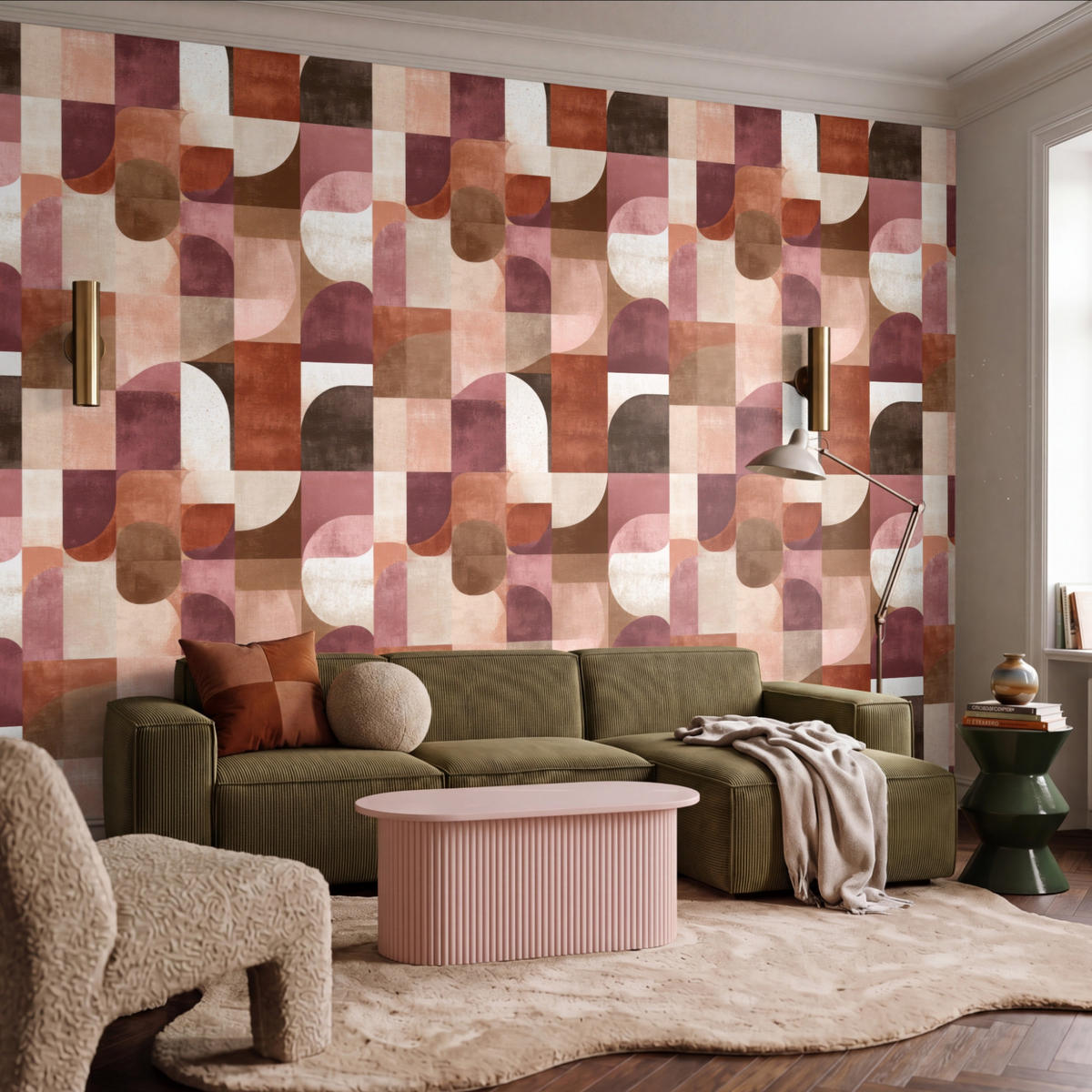 TAPETE - Geometrie - Modern - Retro - 400x300 cm - Multicolor, Papier (400/300cm) - OnlyWow