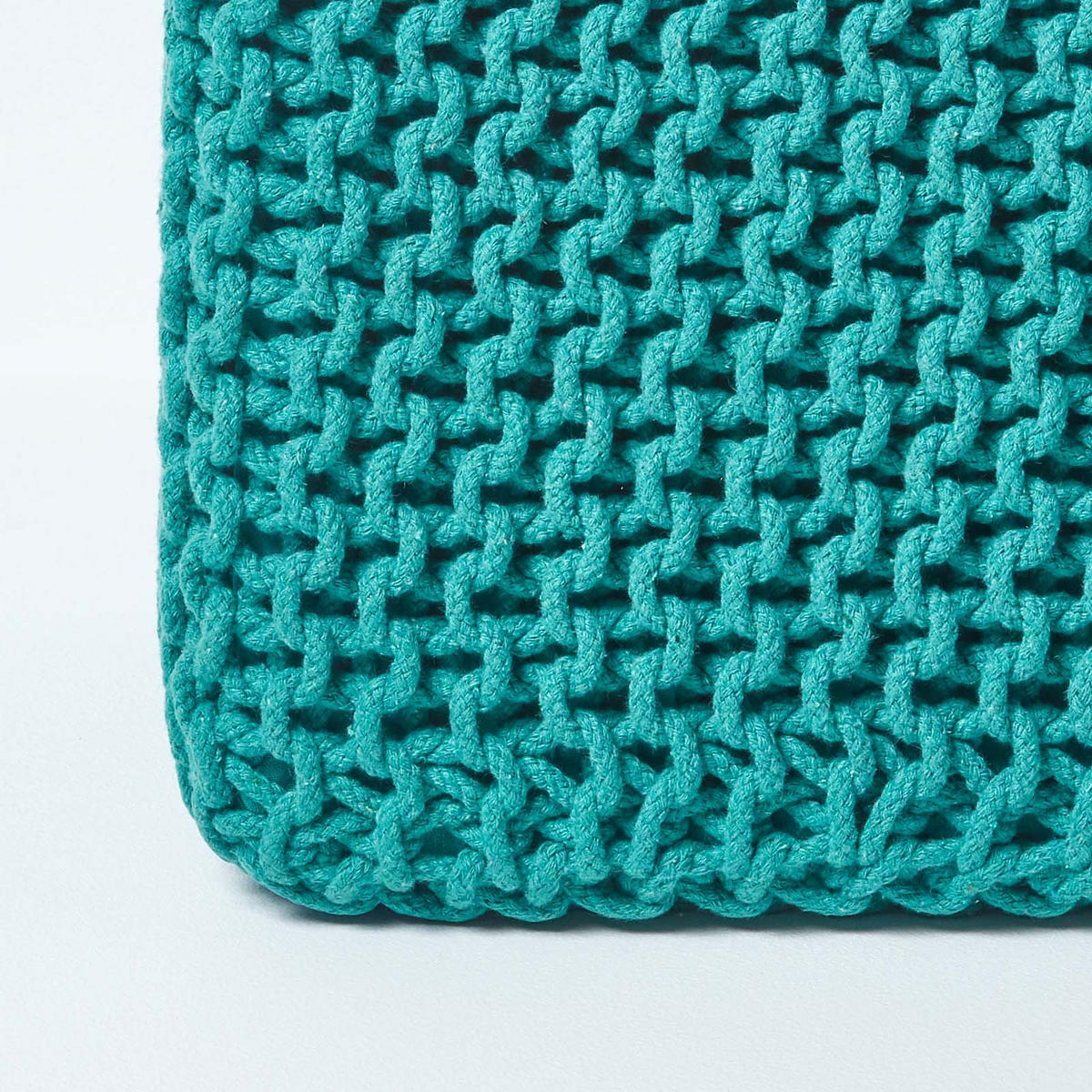 STRICK-POUF petrol-grün, Sitzwürfel 35/35/35 cm - Grün, Textil (35/35/35cm) - Homescapes