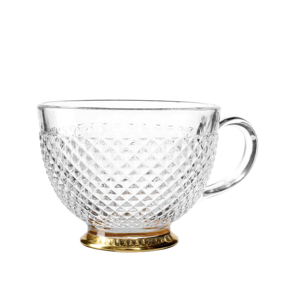 TASSE Barrel mit Goldfuß 0,36 l 6er-Set - Transparent, Glas (0.36L) - Homla