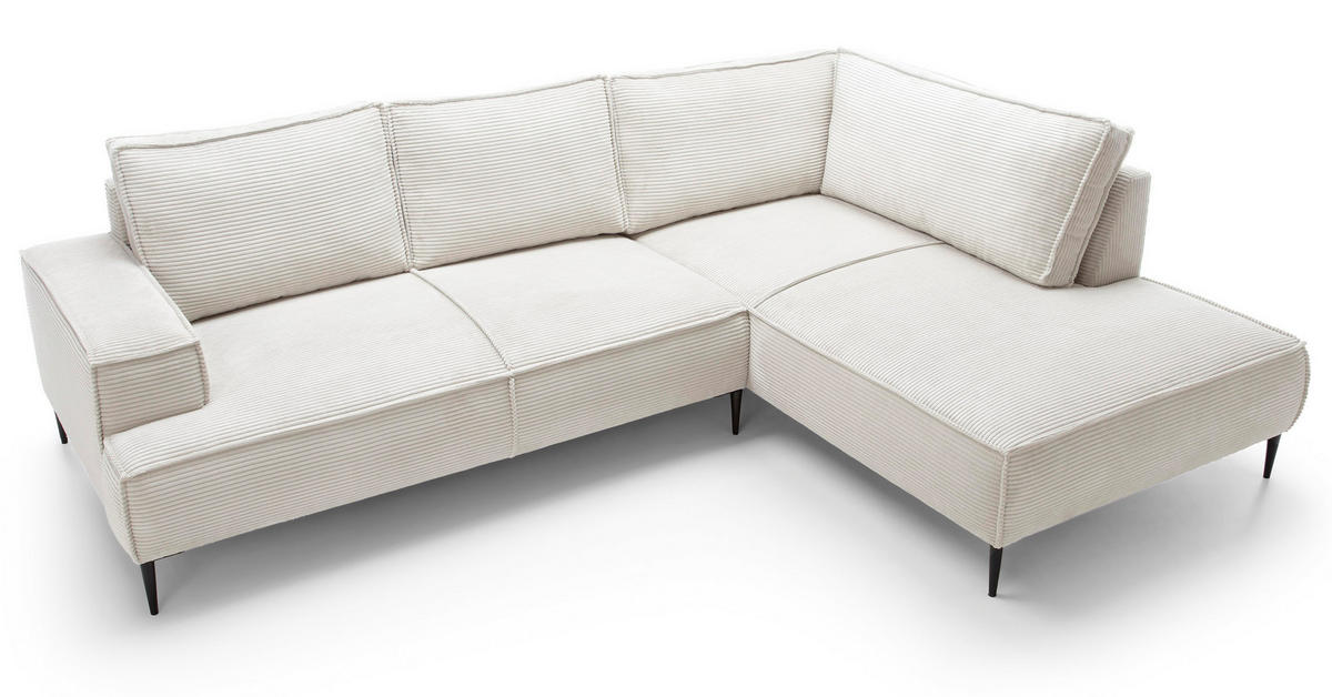 SCHLAFSOFA 275 cm L-Form Harmonia mit Beinen, Rechts, Ecru - Ecru, Holz (195/275cm) - Emporius