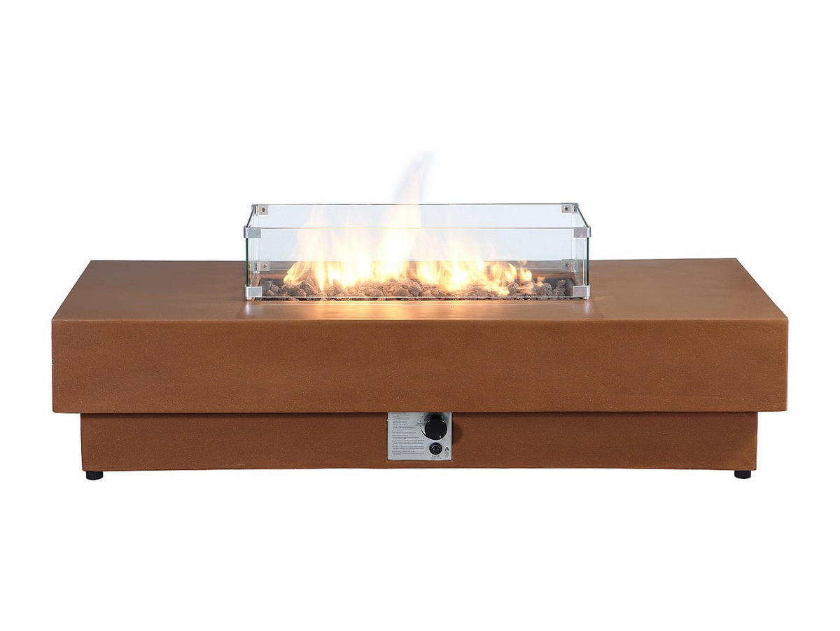 FEUERSCHALE - 152cm x 69.5cm - Kunststein - terracotta - SEROZA - Braun, Stein (152/52.4/69.5cm) - Vente-Unique