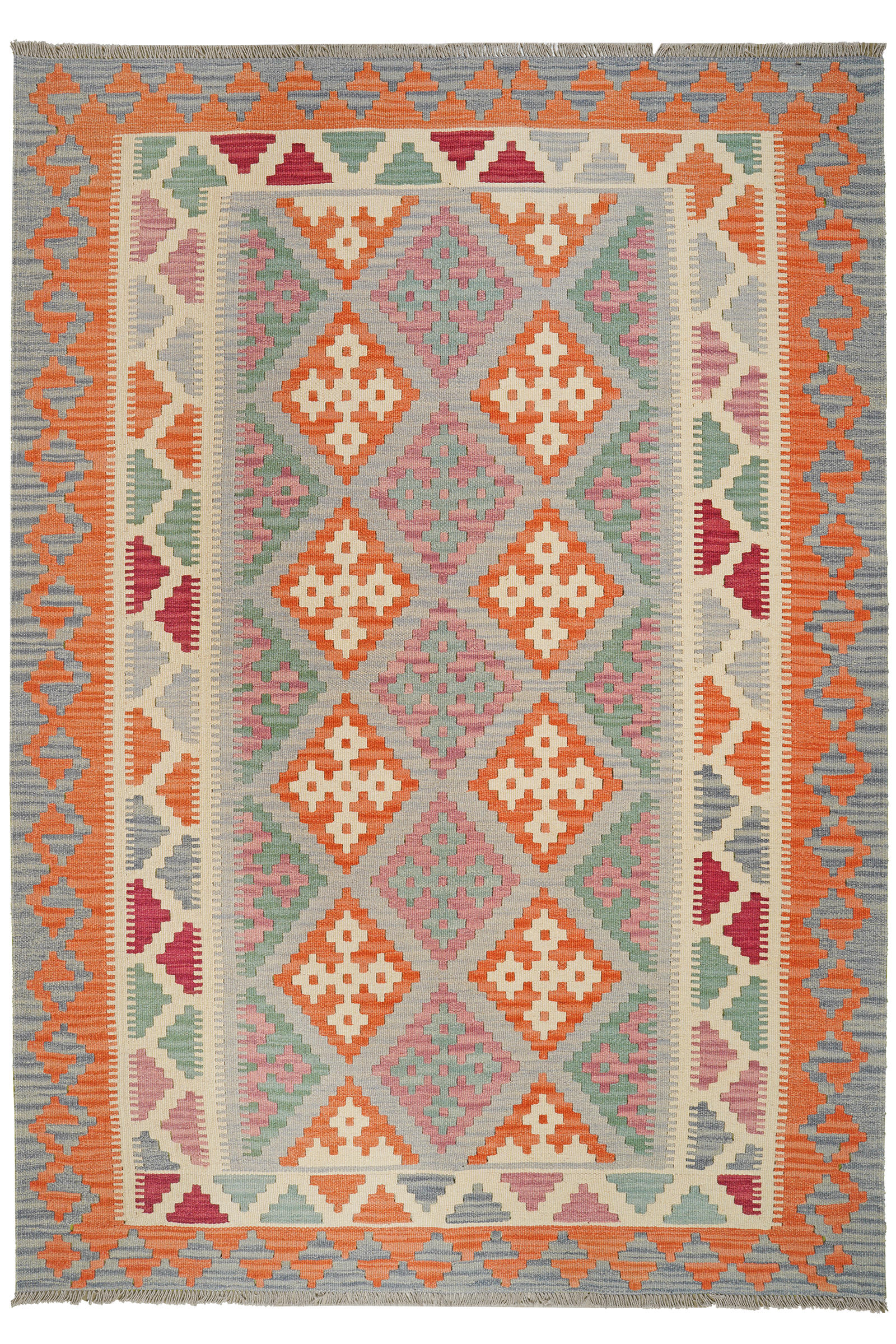 HANDWEBTEPPICH Kelim Gashgai Grau 256/182 cm Schurwolle - Grau, Textil (182/256cm) - Looma