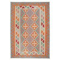 HANDWEBTEPPICH Kelim Gashgai Grau 256/182 cm Schurwolle - Grau, Textil (182/256cm) - Looma