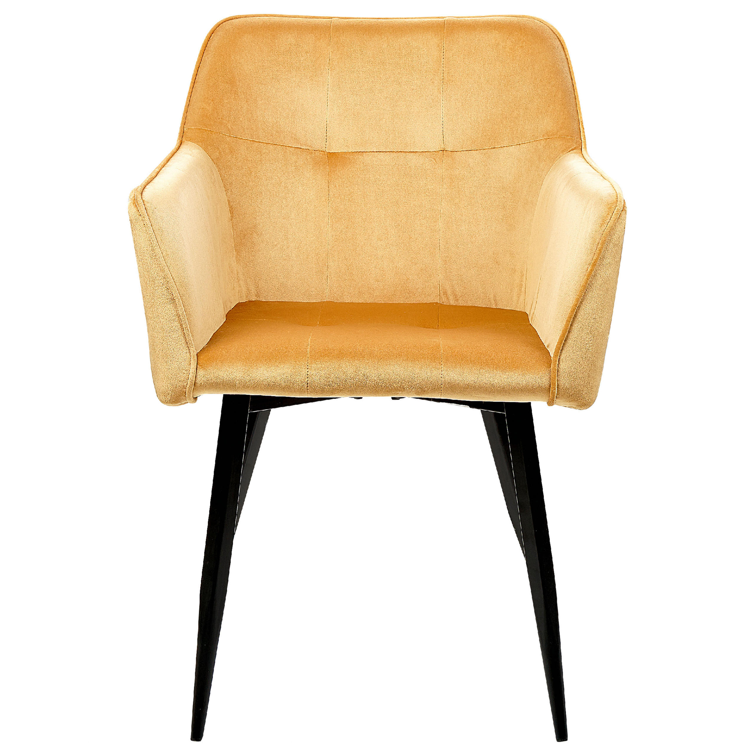 ESSZIMMERSTUHL 2er-Set Samtstoff Gelb Jasmin - Gelb, Textil/Metall (60/84/49cm) - Beliani