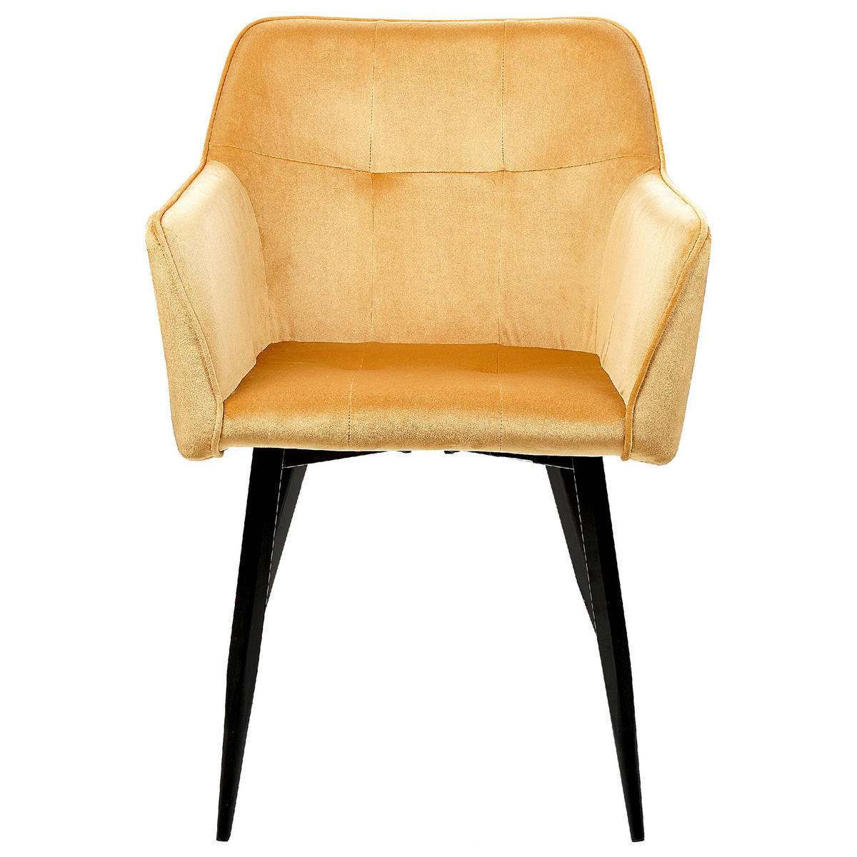 ESSZIMMERSTUHL 2er-Set Samtstoff Gelb Jasmin - Gelb, Textil/Metall (60/84/49cm) - Beliani