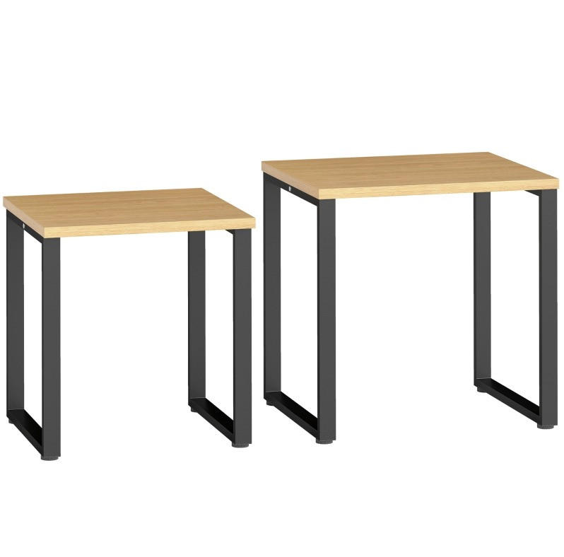 COUCHTISCH-SET 60/50/60 cm stapelbar mit Metallgestell und Holzoptik, Natur - Naturfarben, Holzwerkstoff (60/50/60cm) - Redom
