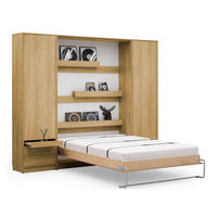 SCHRANKBETT Wandklappbett vetikal VB140x200 mit 2 Schränken - 3-tlg. - Eiche Sonoma - Eichefarben, Holzwerkstoff (140/200cm) - QMM TraumMöbel