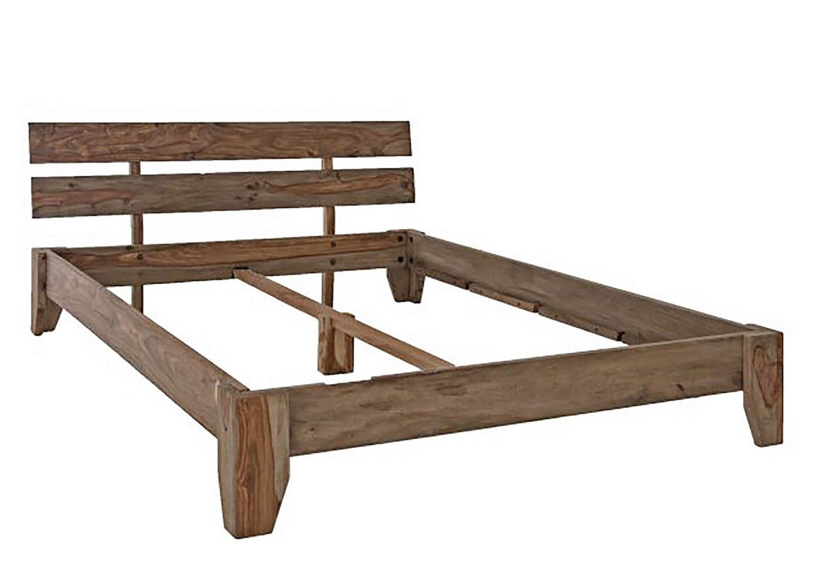 BETT Massivholz Sheesham 140 x 200 x 75 grau NATURE GREY #210 - Grau, Holz (140/200cm) - Massivmoebel24