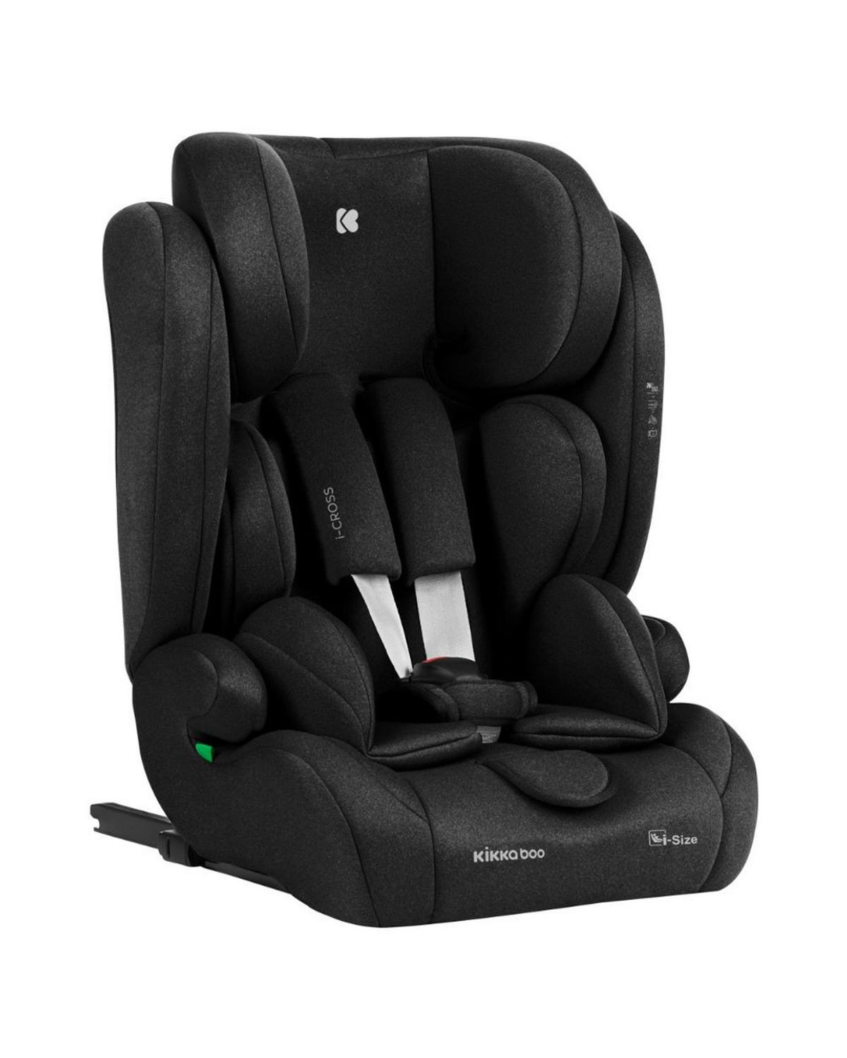 KINDERSITZ i-Cross i-Size schwarz (76-150cm) Isofix Top Tether Kopfstütze Gurt - Schwarz, Kunststoff (40/56/49cm) - Kikka boo