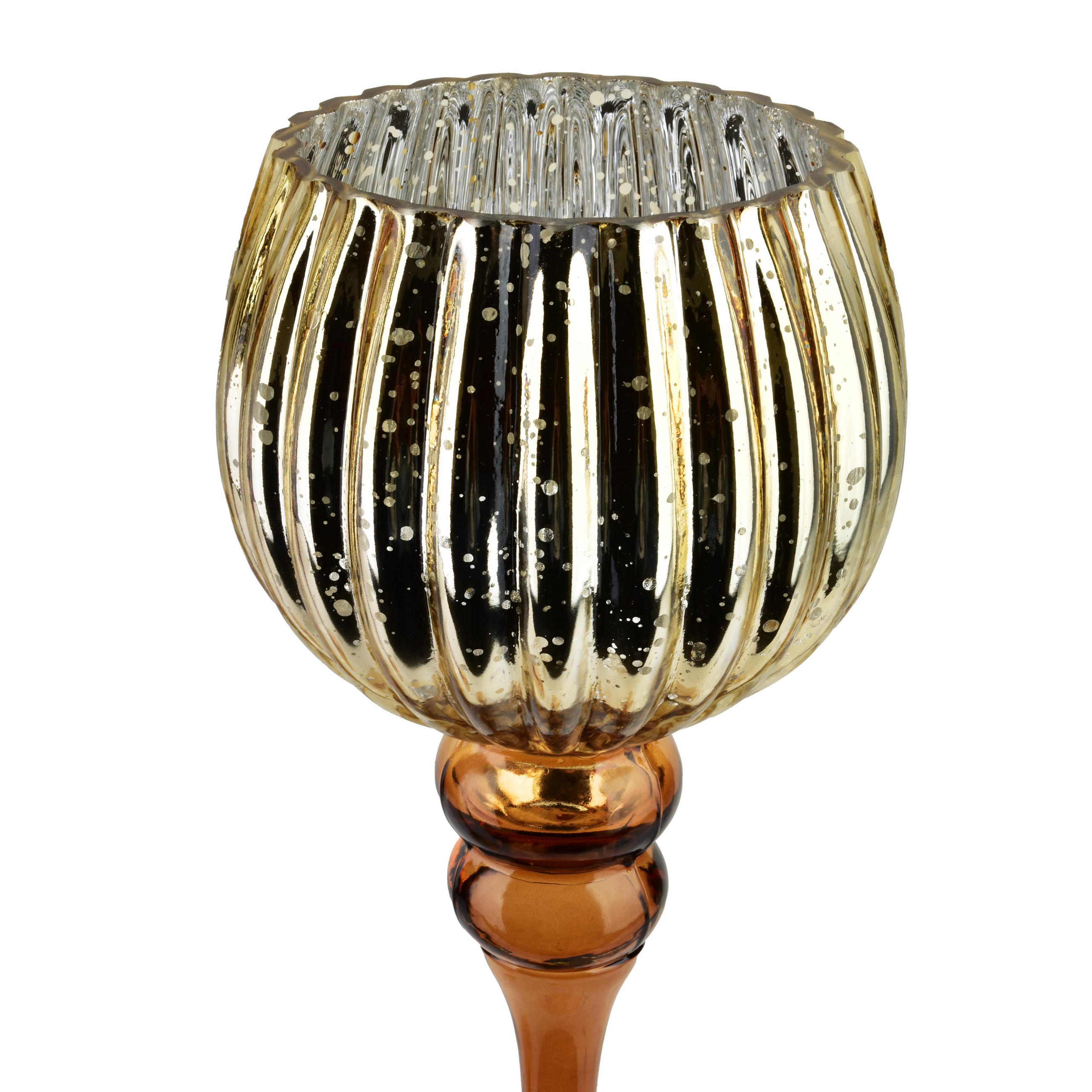 KERZENHALTER Donna Gold 16x16x42 cm Glas - Goldfarben, Glas (16/42/16cm) - Mondex