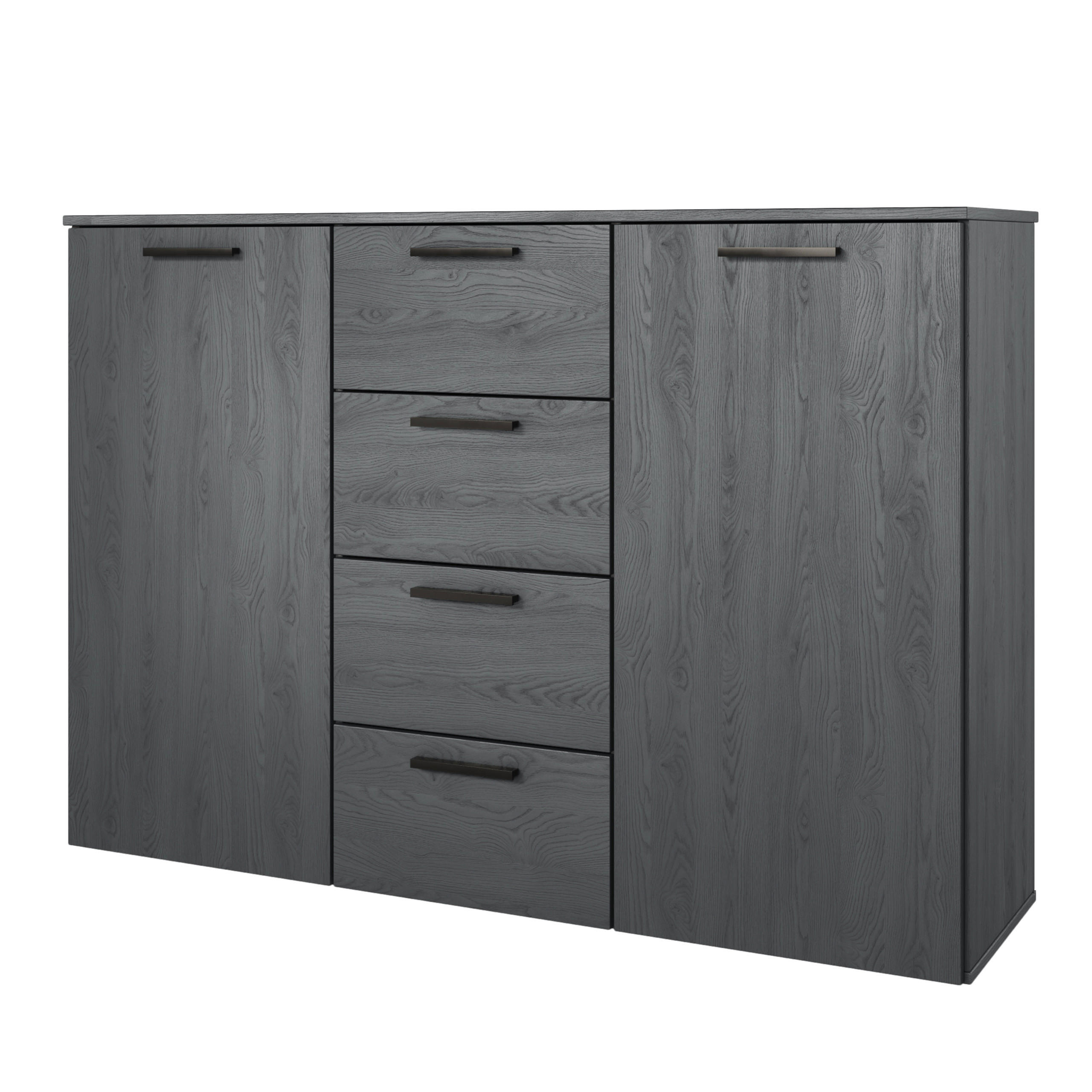 SIDEBOARD COSMICO 132/93/38 cm mit 4 Schubladen und 2 Türen Hellgrau - Hellgrau, Holzwerkstoff (132/93/38cm) - MASSENO