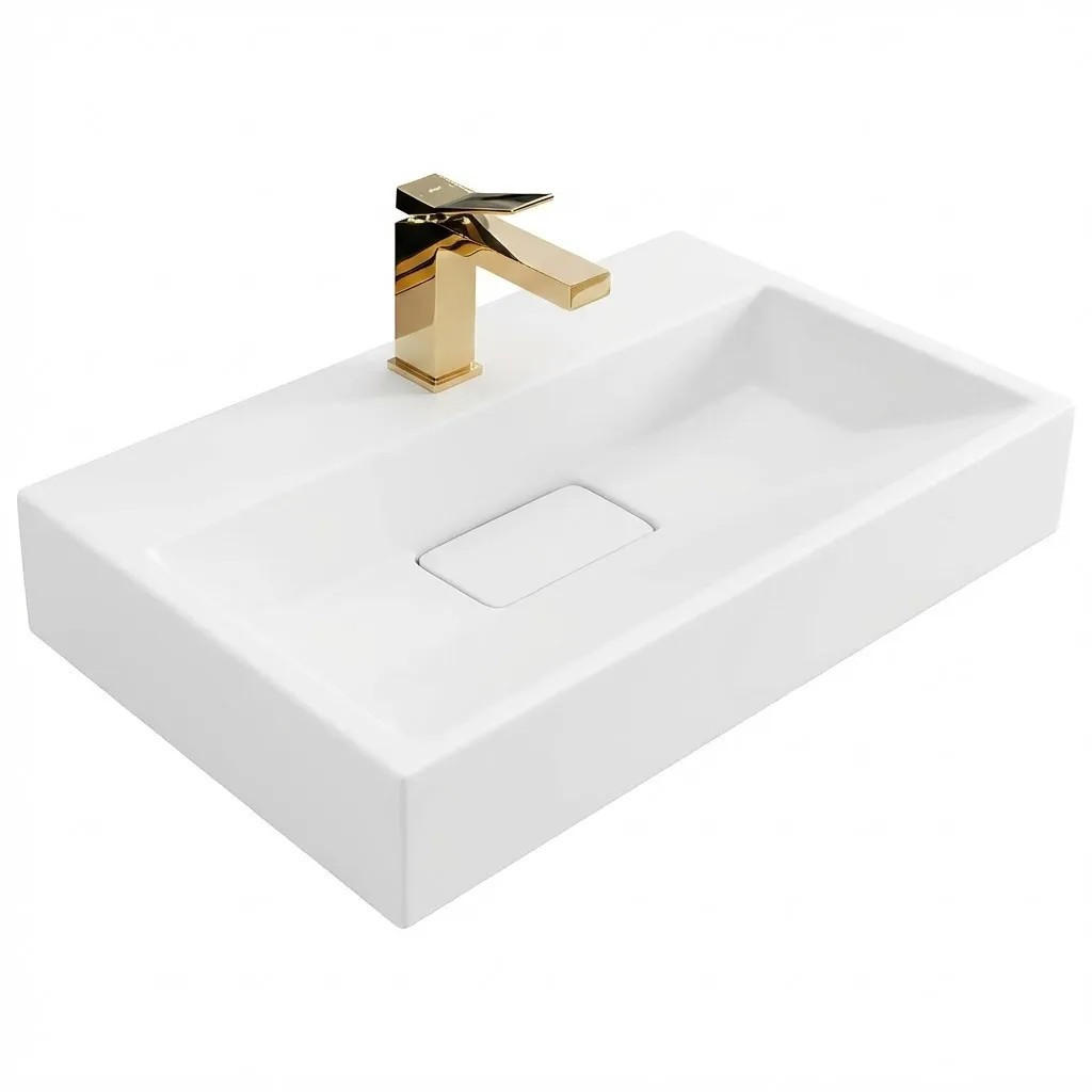 WASCHBECKEN Rea Konglomerat Goya 60cm - Weiß, Keramik (37/10/60cm) - REA