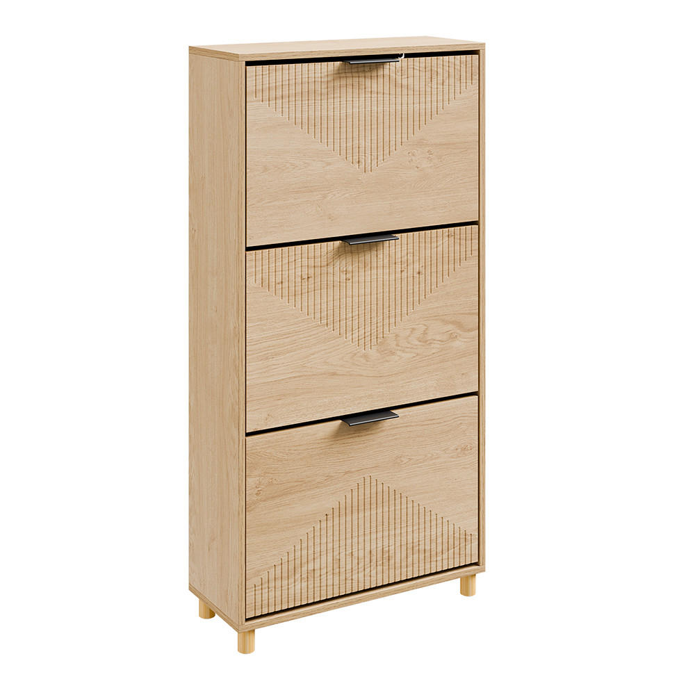 SCHUHSCHRANK mit 3 Schubladen 60x24x120cm Modern - Eichefarben, Holzwerkstoff (24/120/60cm) - SoBuy