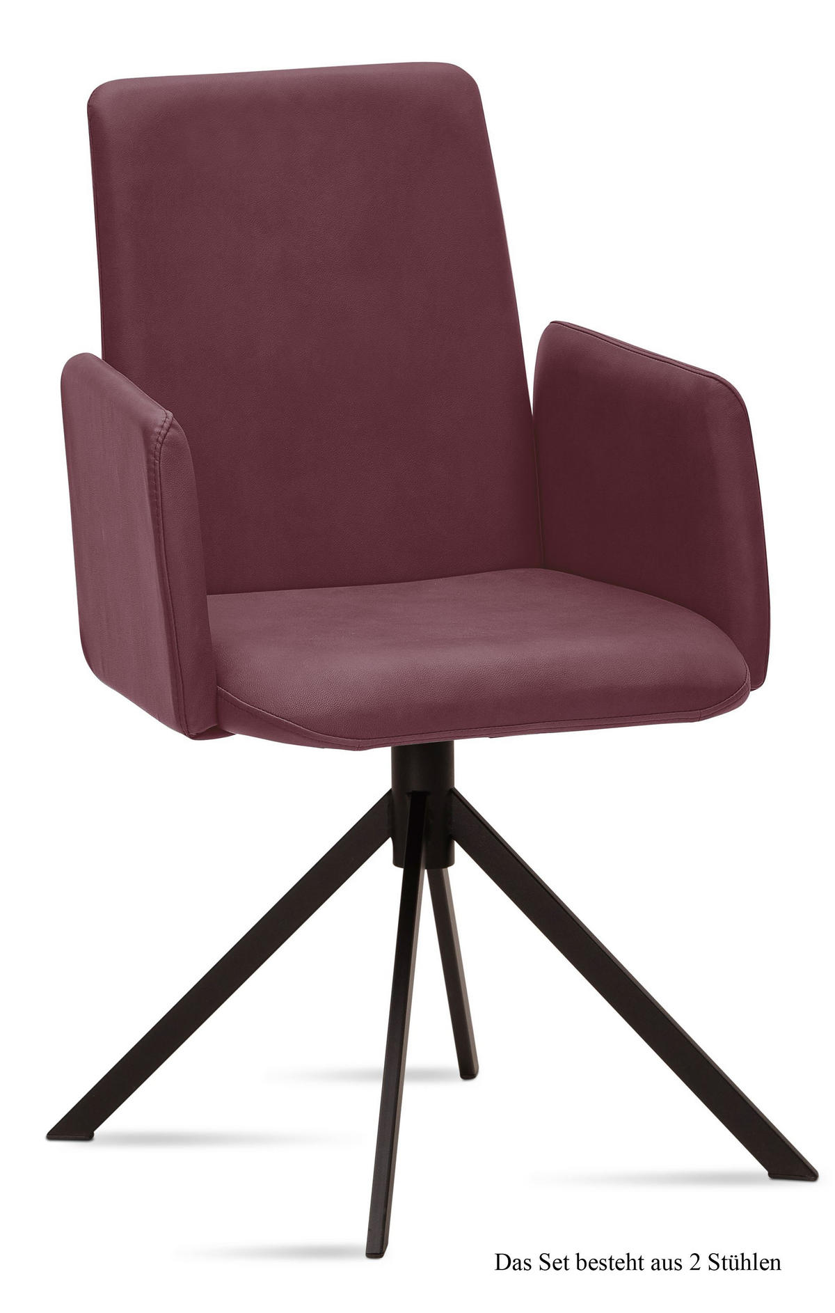 ARMLEHNSTUHL (2er-Set) Drina 52x92x60 Schwarz/Marsala - Brombeere/Schwarz, Kunststoff (60/92/52cm) - 58aufmkessel