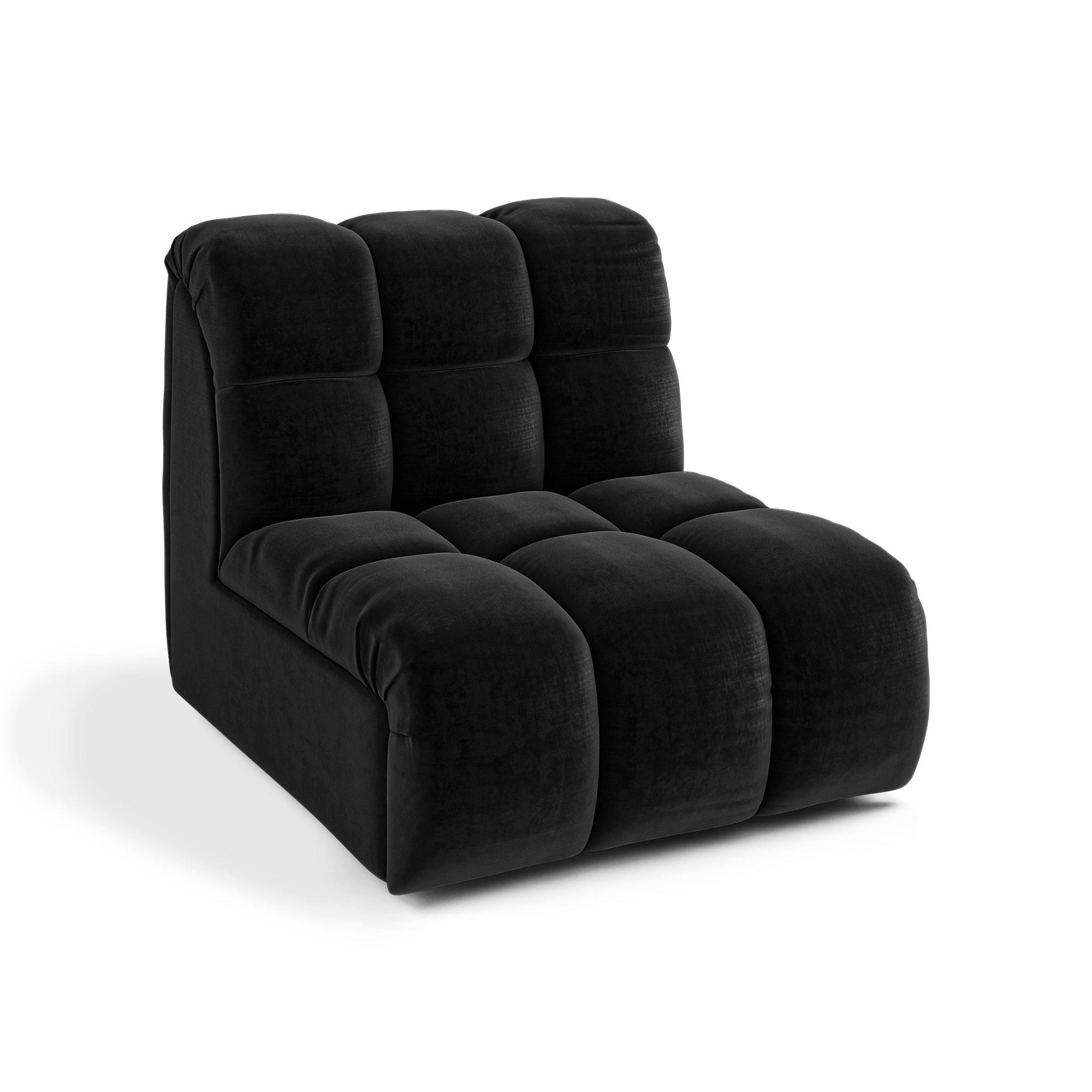 MODULARER Drehsessel SEVEN Samt Schwarz 81cm - Schwarz, Textil (81/77/98cm) - Premium Interiors