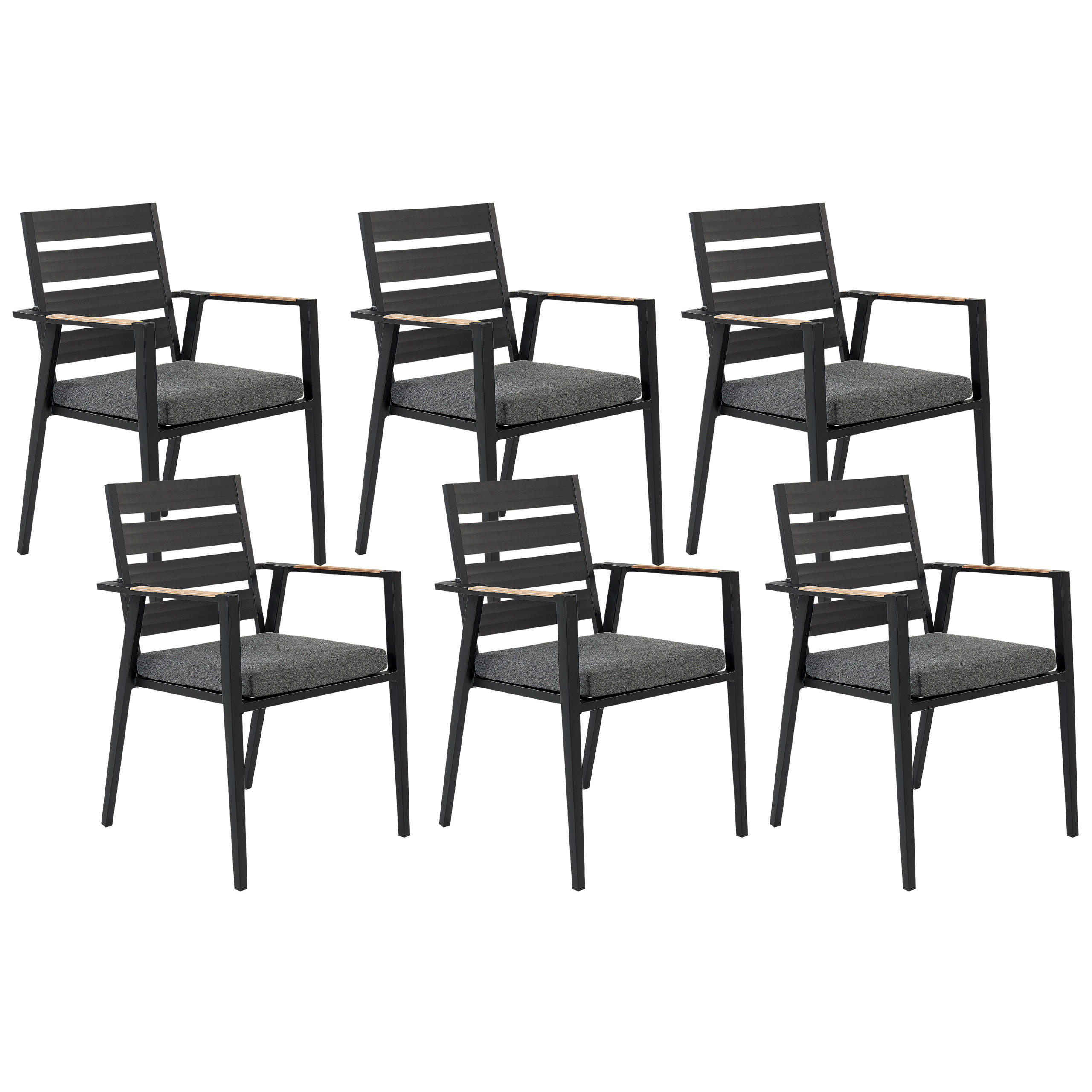 GARTENSTUHL 6er-Set Aluminium schwarz Taviano - Schwarz, Metall (54/86/58cm) - Beliani