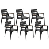 GARTENSTUHL 6er-Set Aluminium schwarz Taviano - Schwarz, Metall (54/86/58cm) - Beliani