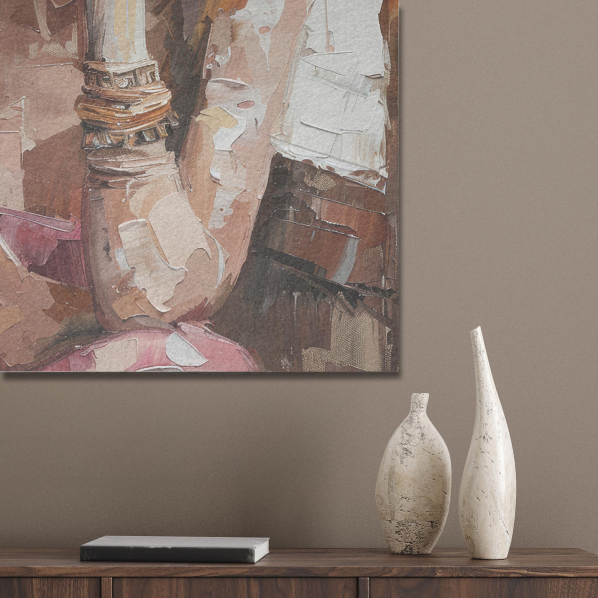 AKUSTIKPANEEL Frau - Porträt - Modern 60x80 cm - Altrosa, Textil (60/0.9/80cm) - MuchoWow