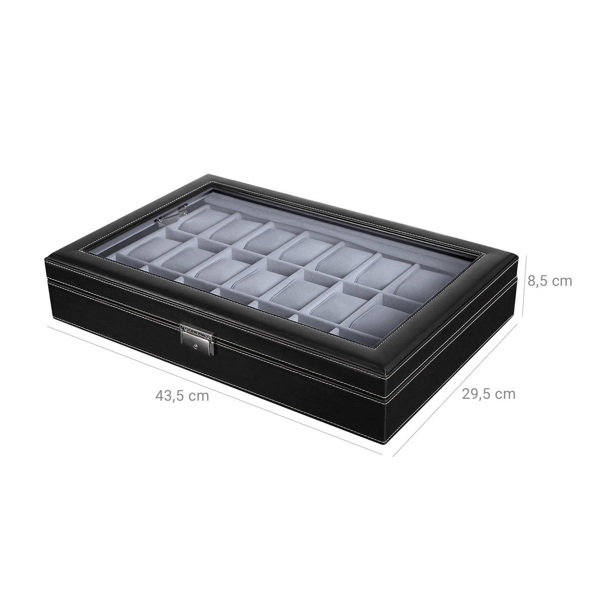 UHRENBOX FÜR 24 UHREN - Schwarz, Holzwerkstoff (29.5/43.5cm) - Hansiro