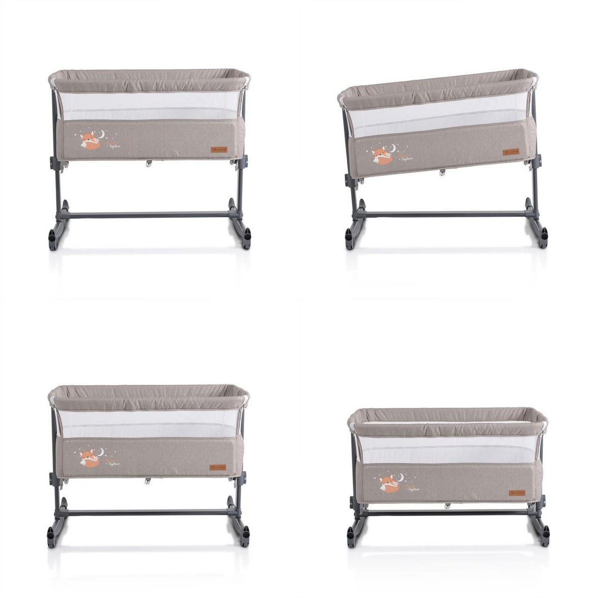 BEISTELLBETT Always Together beige 82 x 50 cm, Schaukelfunktion, 5-fach verstellbar, 30° Neigung - Beige, Metall (50/82cm) - Cangaroo