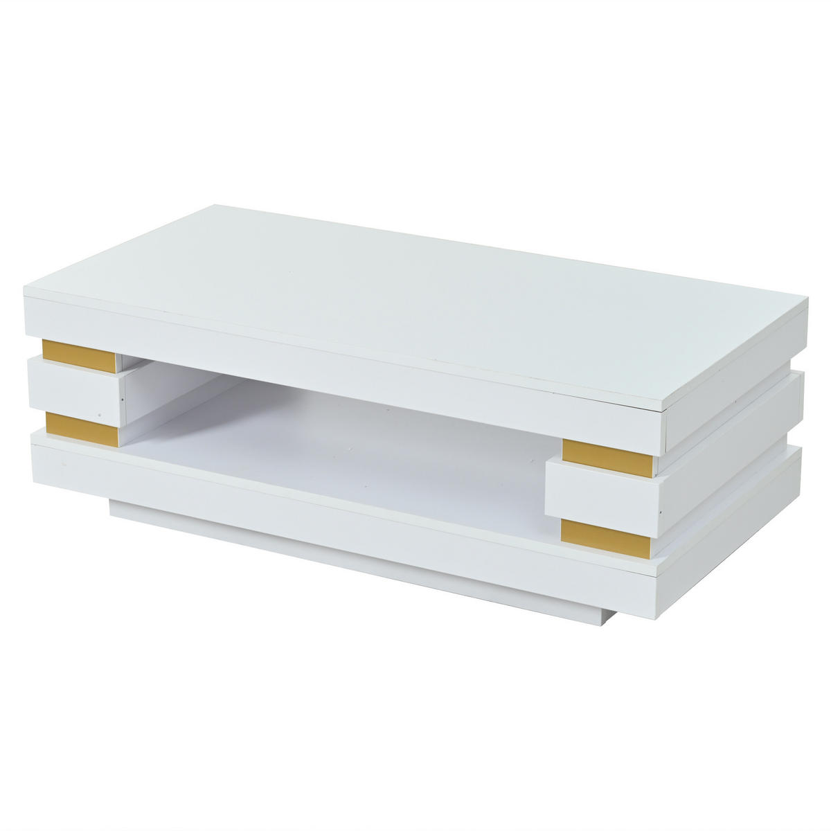 COUCHTISCH Weiß 100/50/35 cm mit LED-Beleuchtung - Weiß, Holzwerkstoff (50/100/35cm) - PANGIVO