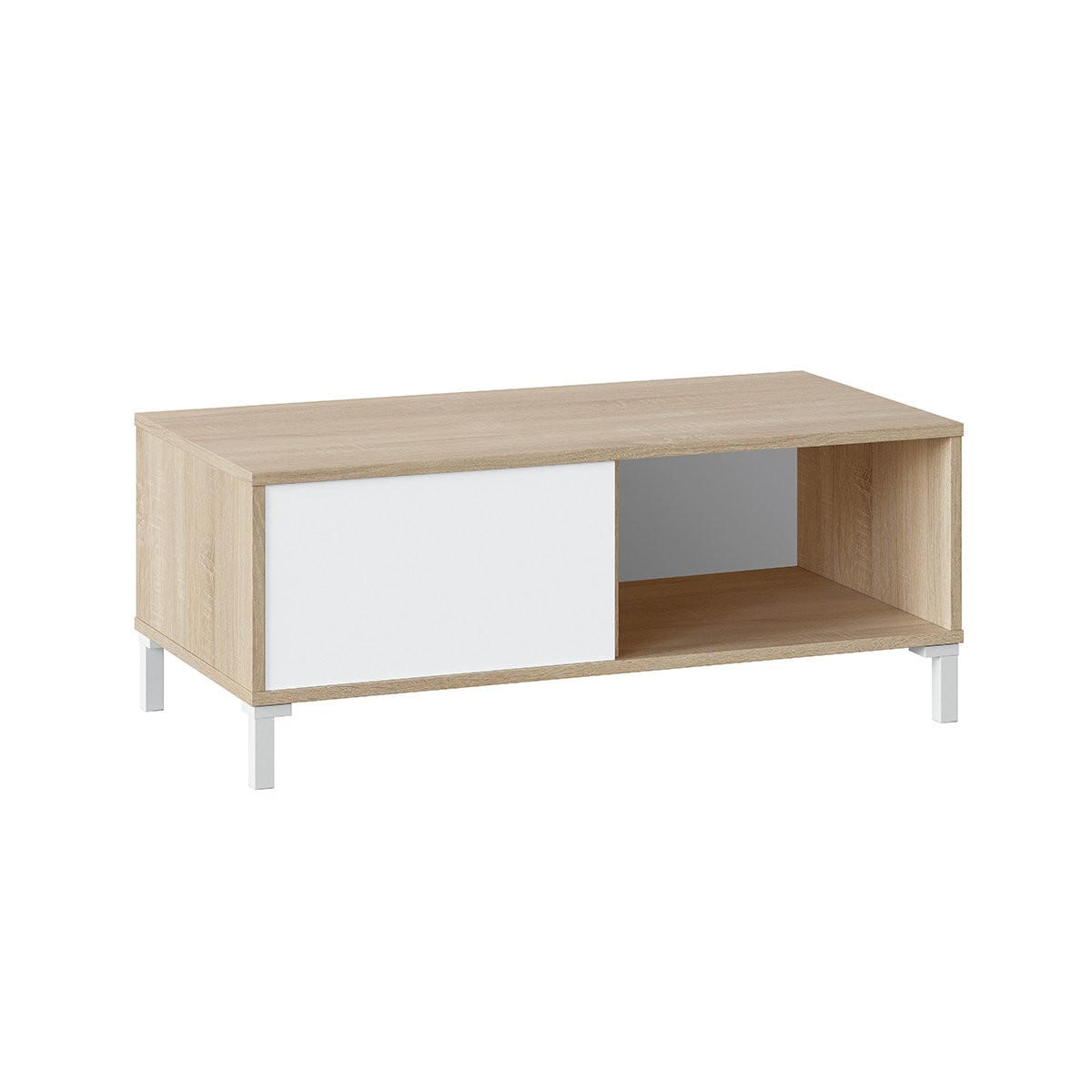 COUCHTISCH mit 2 Aufbewahrungsnischen Brooklyn - L100 cm - Weiß, Holzwerkstoff (50/100/40cm) - Calicosy