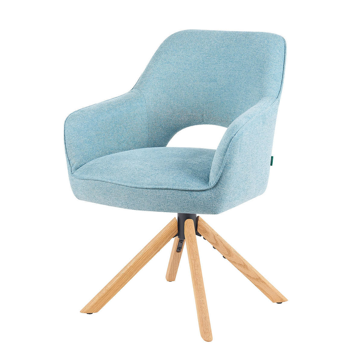 DREHSTUHL Mika-Lara - Honigeiche/Hellblau, Eichenholz/Holz (60/87/65cm) - DUBI Möbel
