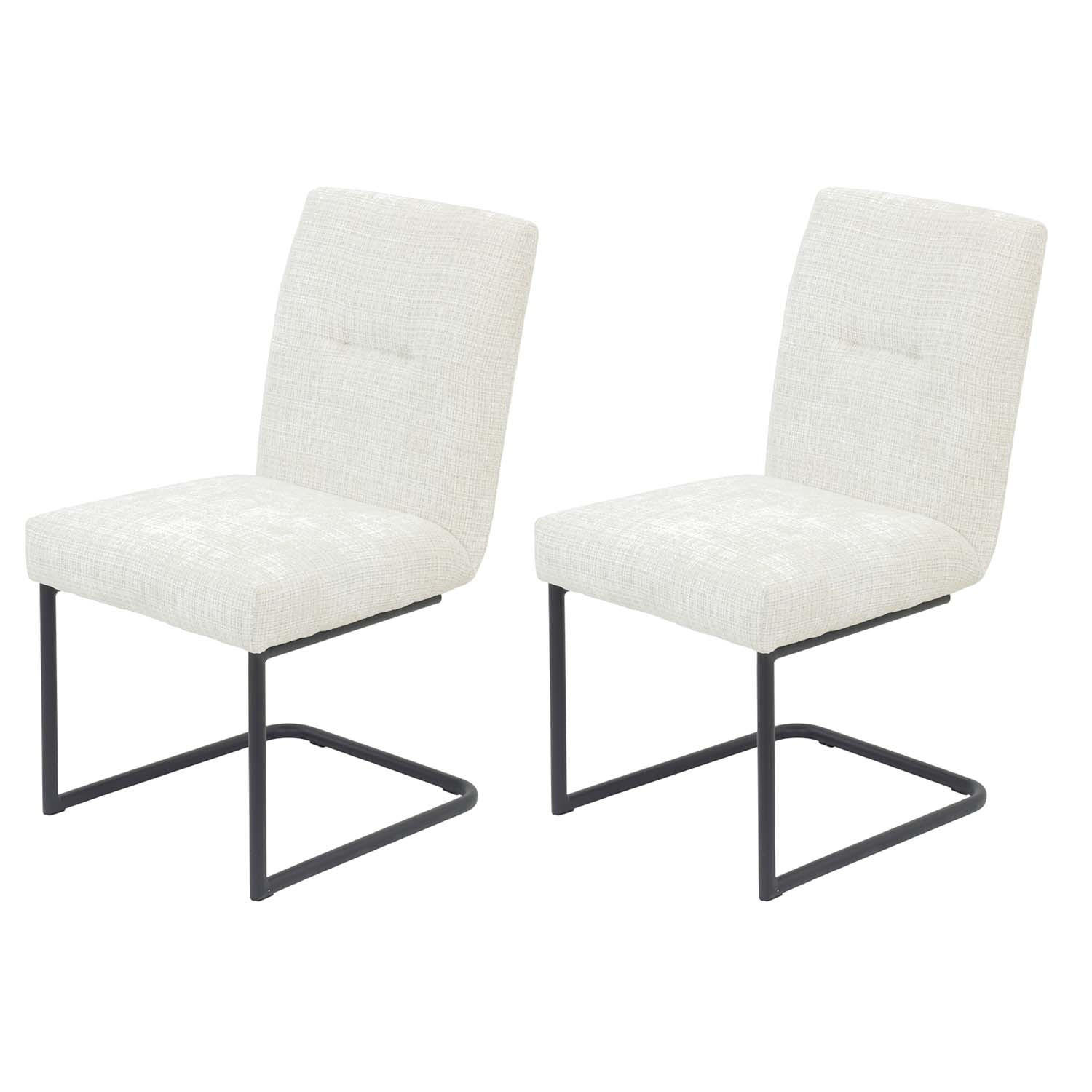SCHWINGSTUHL 2 Stück Cleo I, XL Sitzbreite - Creme - Creme/Schwarz, Textil/Metall (52/90/66cm) - Hela Vertriebs GmbH