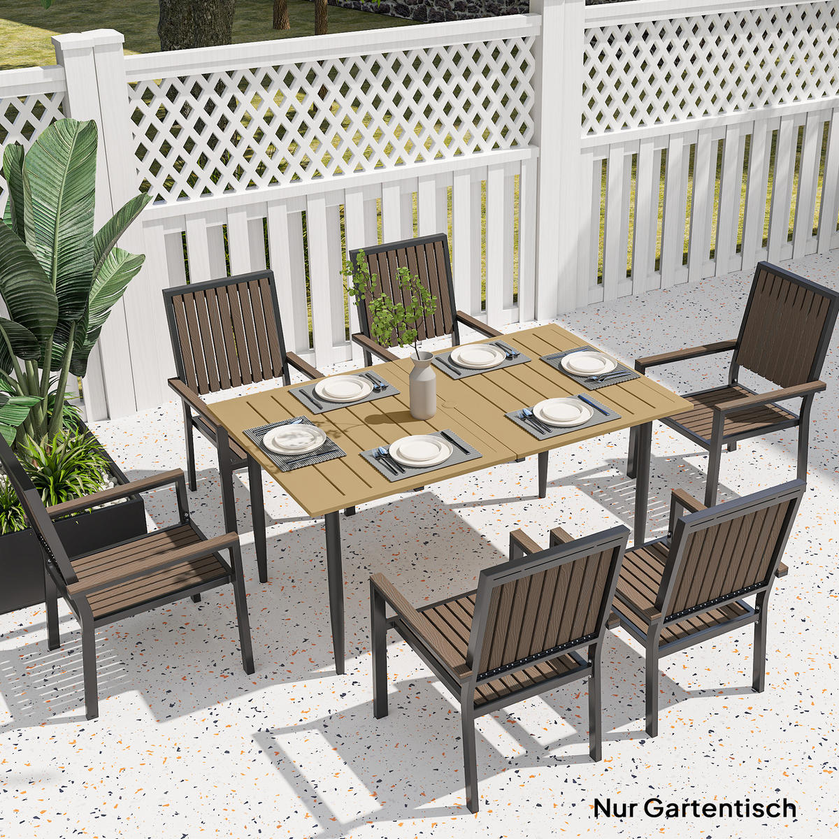 GARTENTISCH rechteckig 150/90/73 cm Braun - Braun, Metall (150/90/73cm) - Outsunny