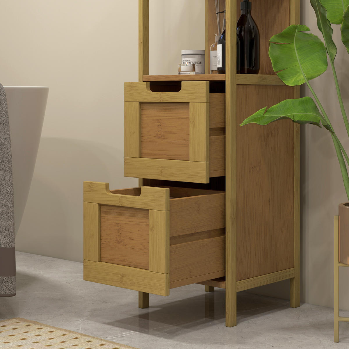 HOCHSCHRANK DE-12386 30/30/144 cm Bambus Natur - Naturfarben, Holzwerkstoff (30/144/30cm) - ComfortXL