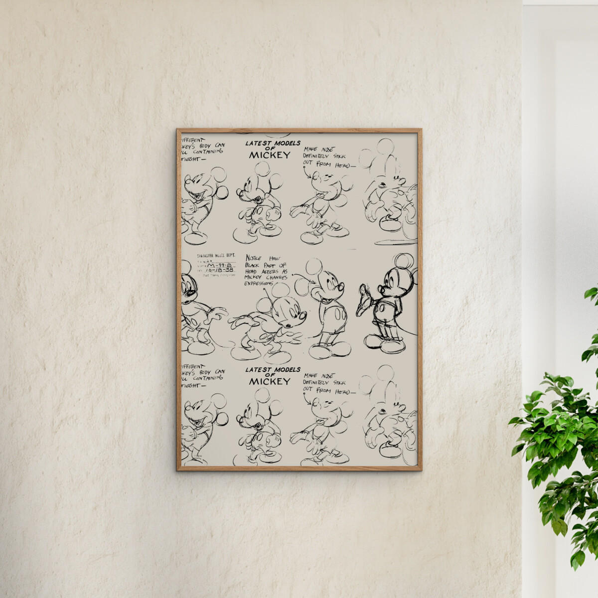POSTER mit Rahmen Disney - Disney - Mickey Mouse Latest Models of Mickey - Eichefarben/Beige, Holz/Papier (30/40cm) - Poster&Frame