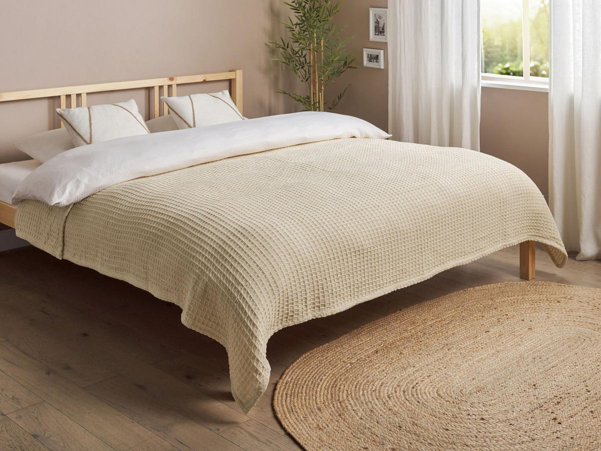 DECKE Beige 200 x 220 cm Chagyl - Beige, Textil (200/220cm) - Beliani