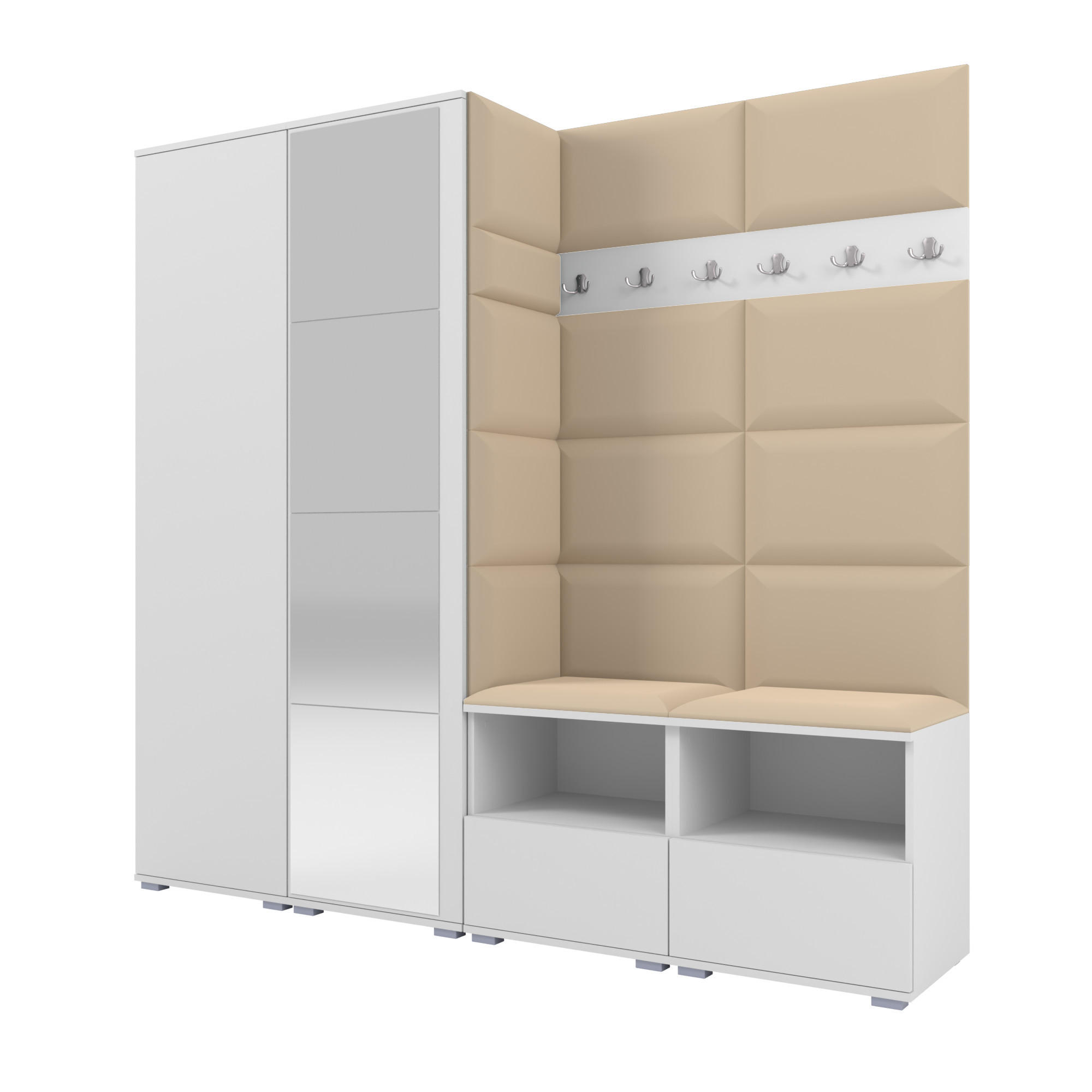 Ravio Garderobe Weiß, Beige 200x187x40 cm