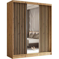 SCHWEBETÜRENSCHRANK Helix 180/216/61 eiche artisan+schwarz mit Schubladeneinsatz - Schwarz/Eiche Artisan, Holzwerkstoff (180/216/61cm) - Beautysofa