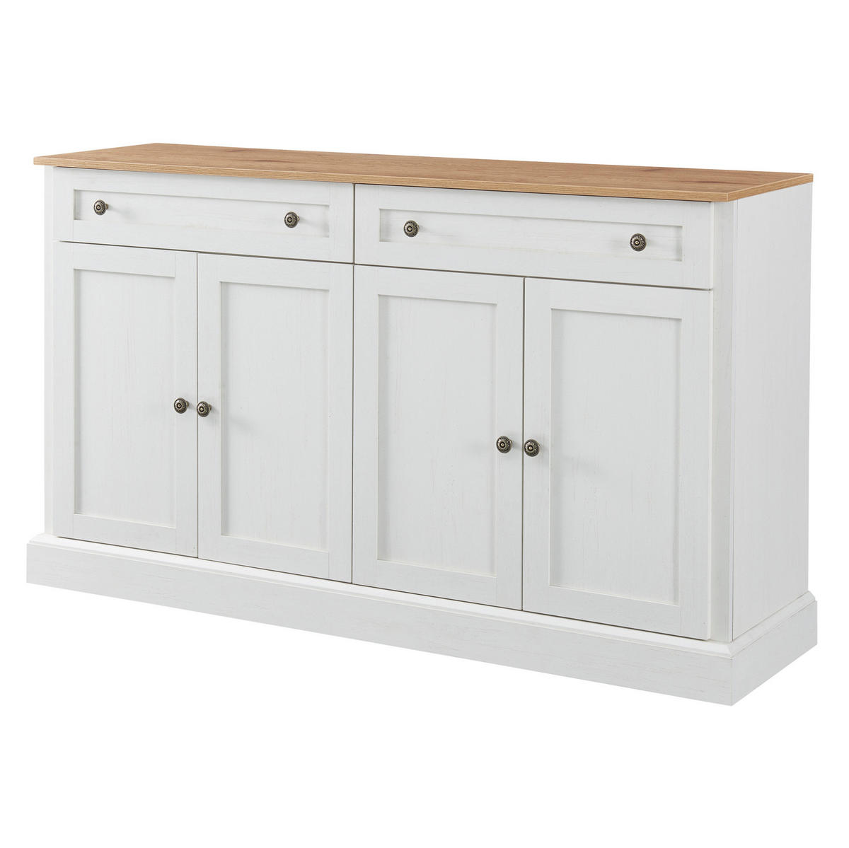 SIDEBOARD 150/40/86 cm mit 4 Türen, 2 Schubladen und verstellbaren Einlegeböden, Weiß/Naturholz - Naturfarben, Holzwerkstoff (150/86/40cm) - Redom