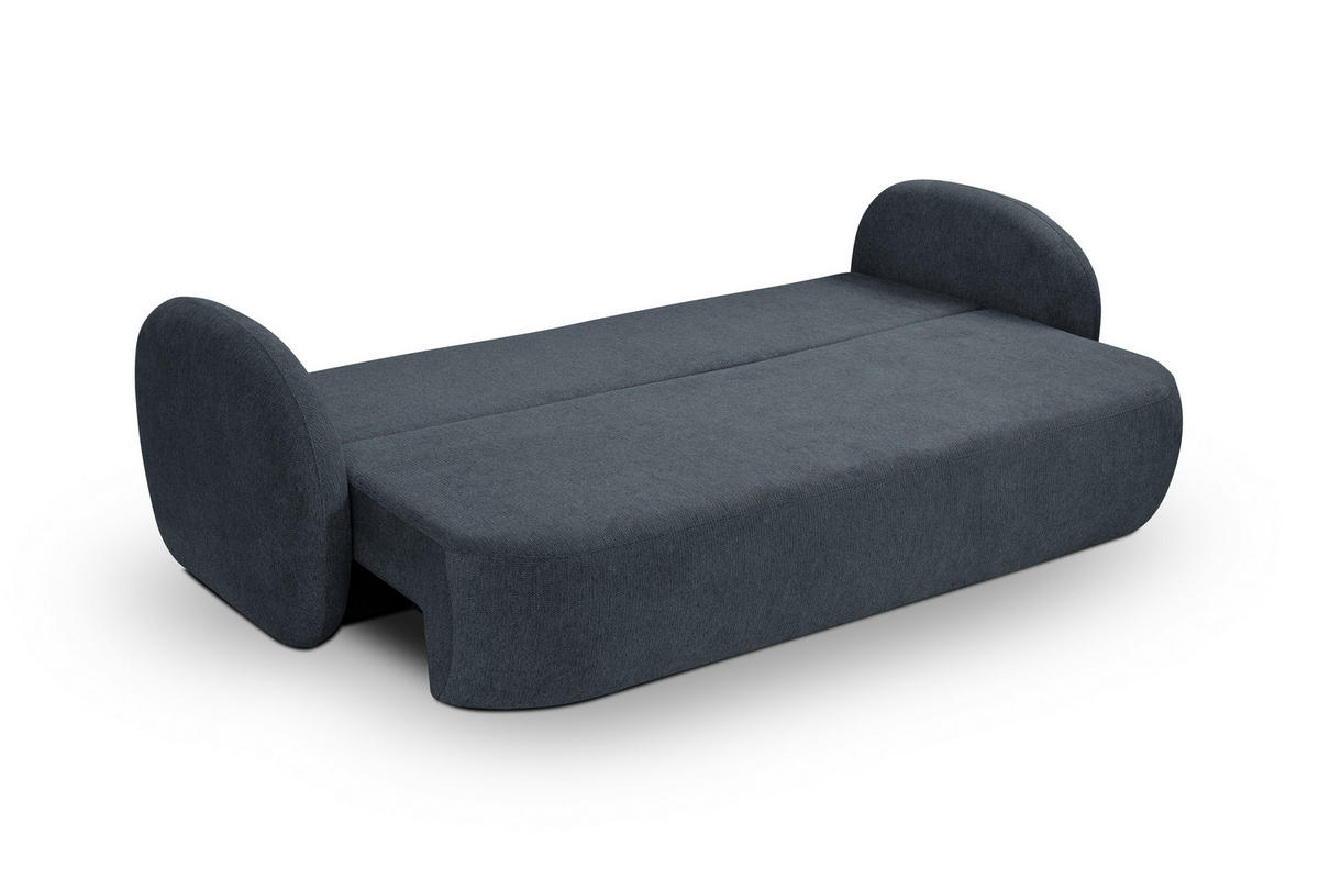 BETTSOFA AMICO Blau Geflochtener Stoff mit Schlaffunktion - Blau, Holz (238/86.5/101cm) - MASSENO