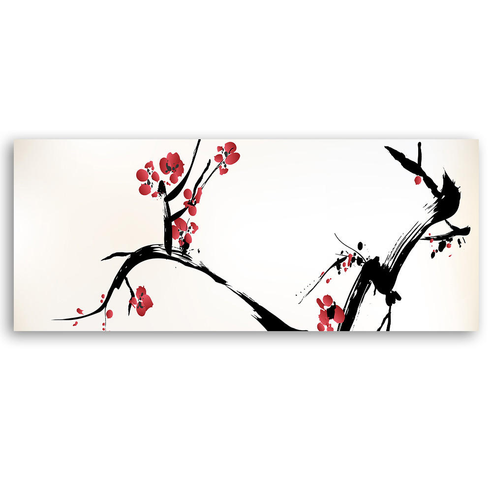 WANDBILD kirschblütenzweig - Weiß, Textil (90/30cm) - Feeby