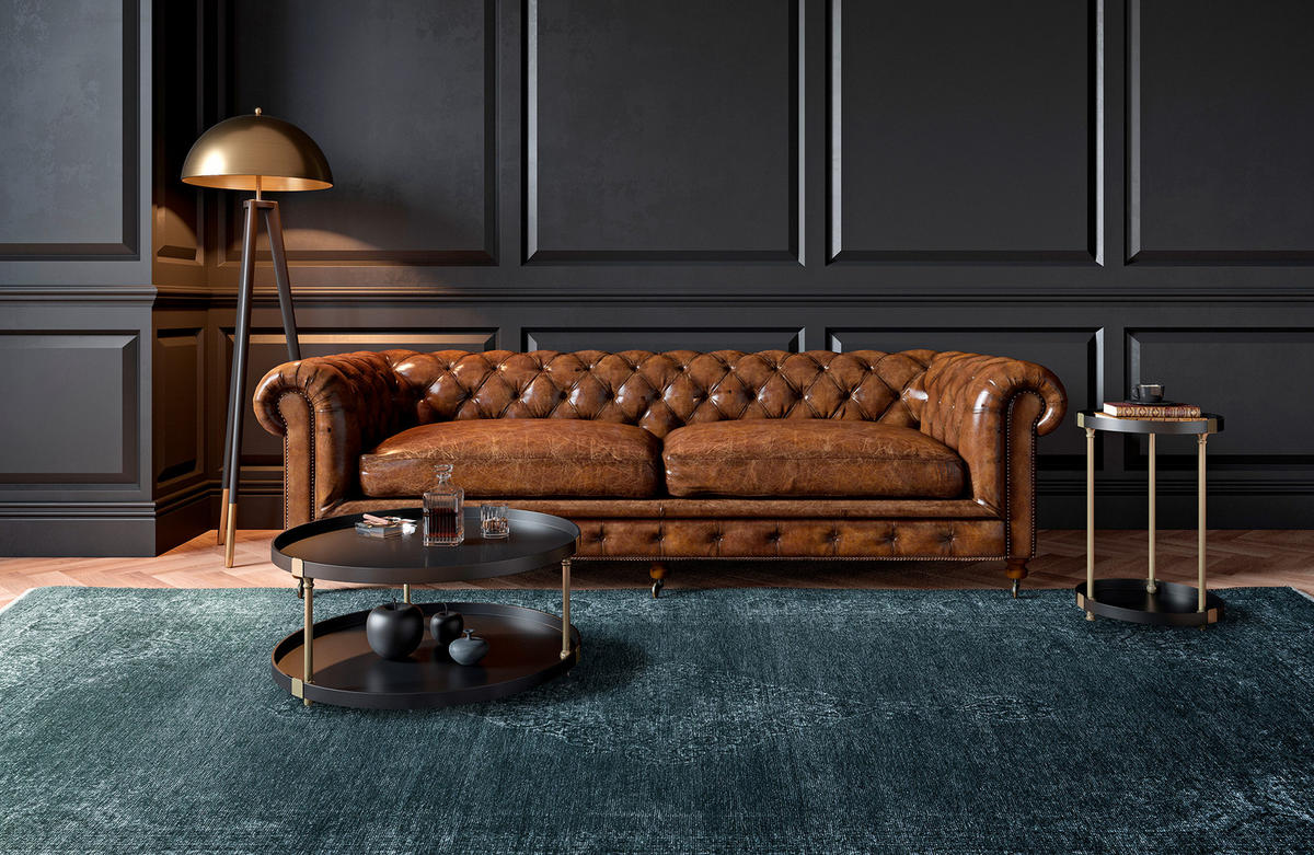 VINTAGE-TEPPICH Holzkohle Grau 80X145cm - Grau, Textil (80/145cm) - Tesso Living