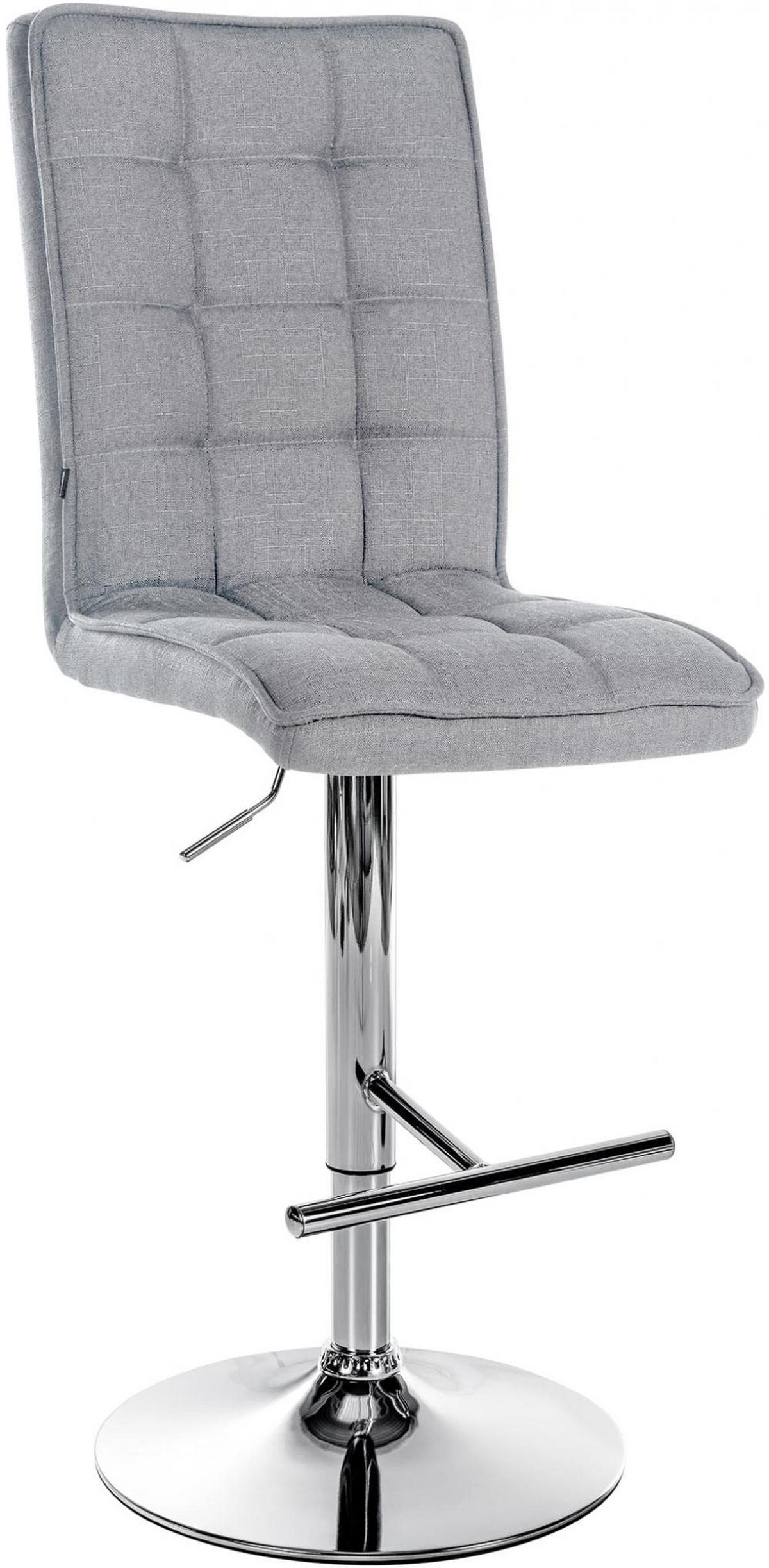 BARHOCKER Stoff hellgrau - Chromfarben/Hellgrau, Textil/Metall (45/112/54cm) - CLP