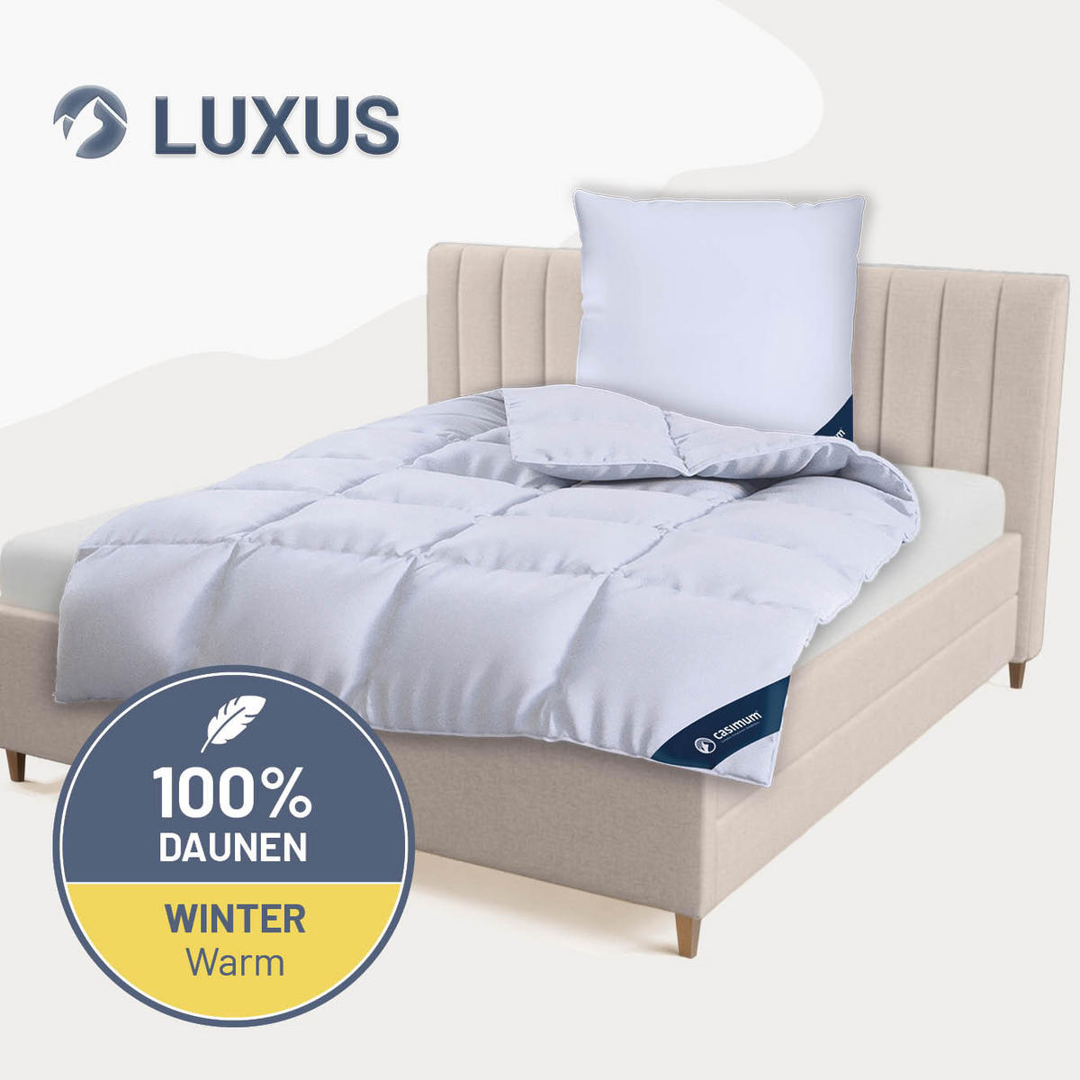 DAUNENDECKE 200x220 Warm, LUXUS Winterdecke 100% Daune - Weiß, Textil (200/220cm) - casimum