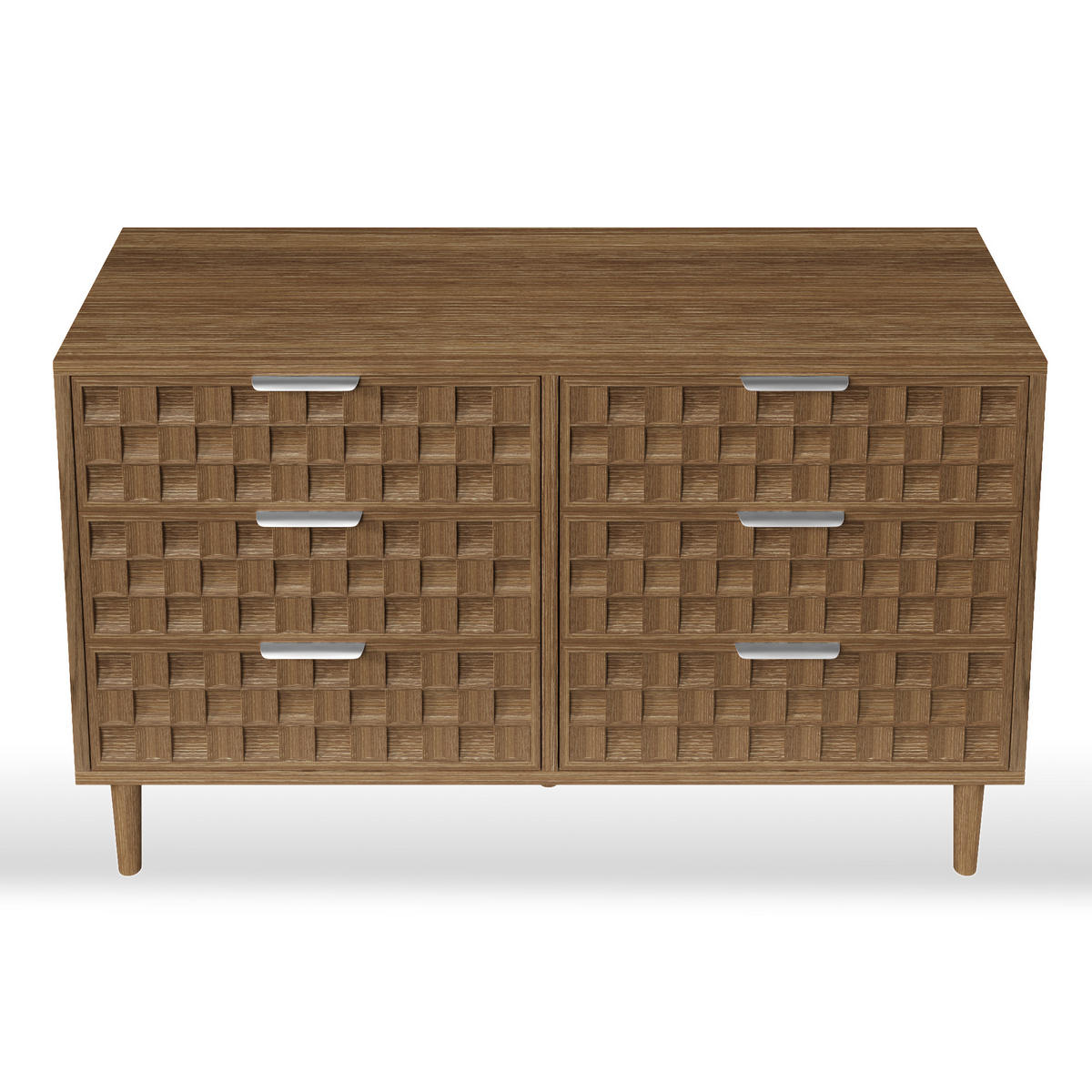 SIDEBOARD Eiche-Optik mit 6 Schubladen & Schokoladenwaffel-Design - Eichefarben, Holzwerkstoff (120/77/37cm) - Urban Meuble