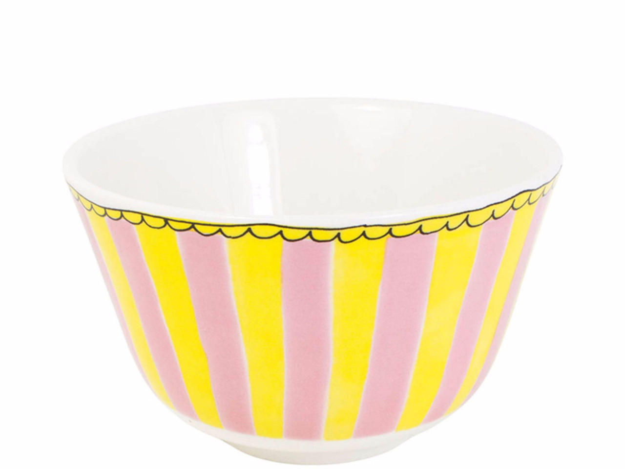 SCHALE Streifen in Rosa/Gelb - Ø 14cm - Multicolor, Keramik (14.3/9/14.3cm) - Blond Amsterdam